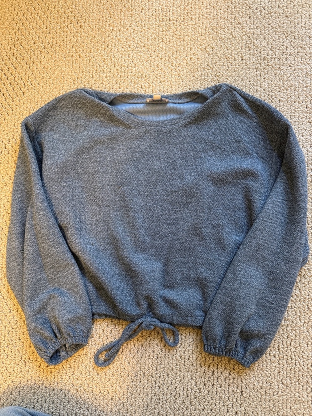 LOFT Blue Crewneck Tie-Hem Sweater